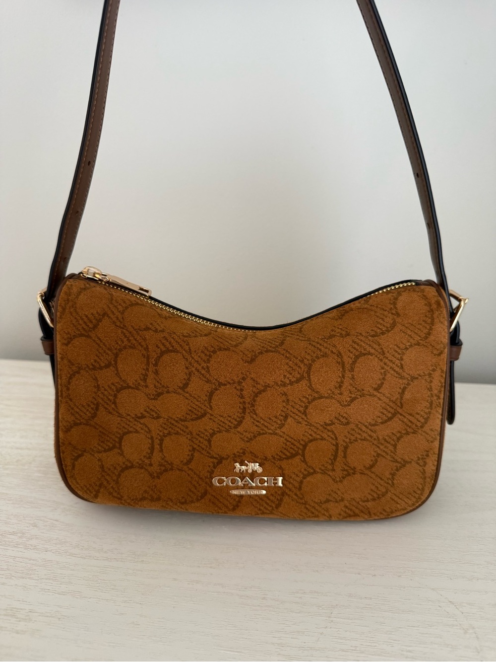 Coach Tan/Brown Signature Jacquard Shoulder Bag